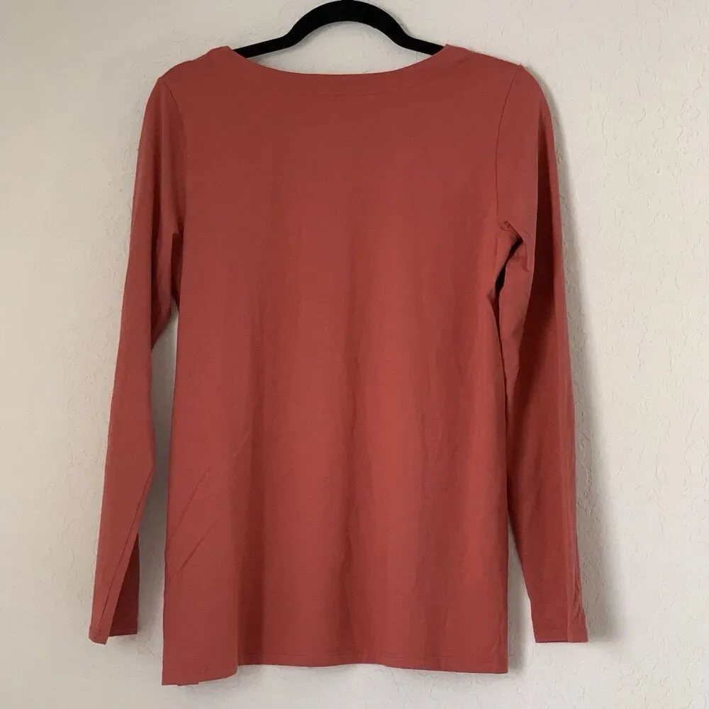 J Jill Luxe Supima Forward-Seam Tunic‎ Top Women S Petite Long Sleeve Stretch - Picture 2 of 8